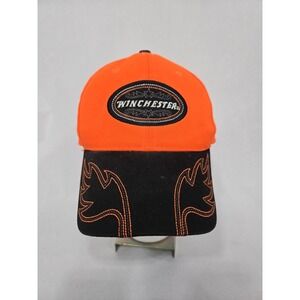 Winchester Blaze Orange Black Snapback Hat Adjustable Cap Embroidered Logo